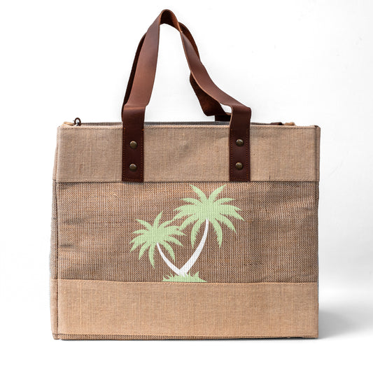 Sandy Beige Jute Green Cross Body Bag