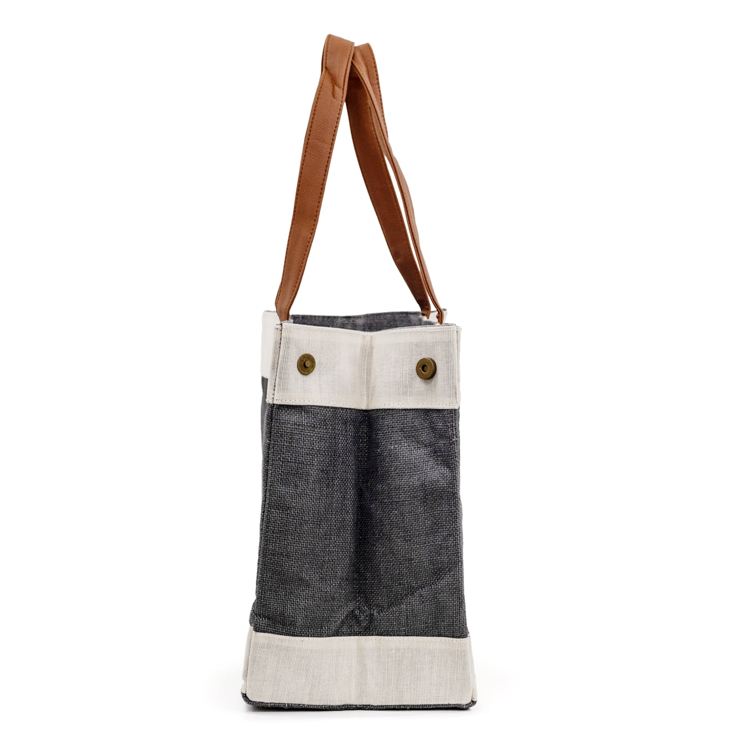 Wide Deep Grey Jute Bag