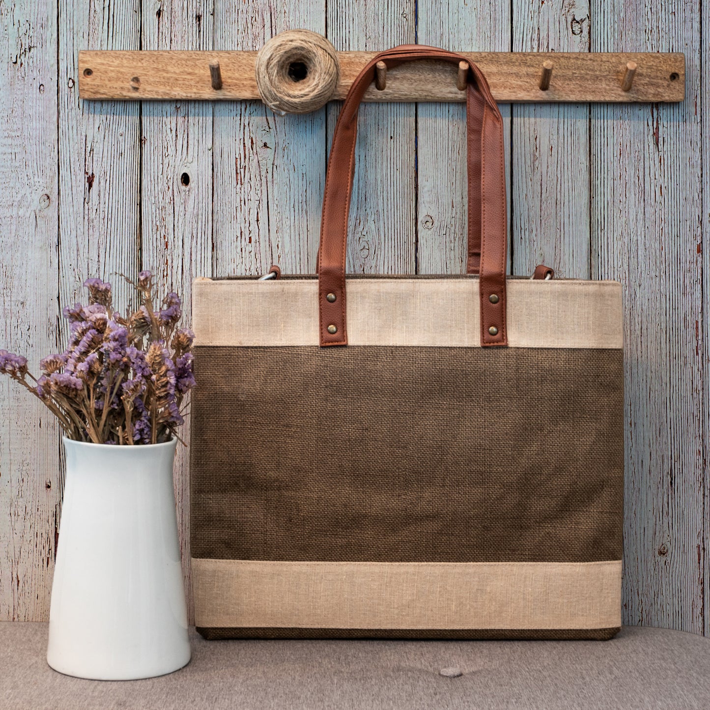 Wide Khaki Jute Cross Body