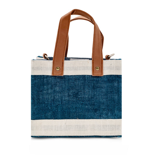 Mini Blue Jute Crossbody