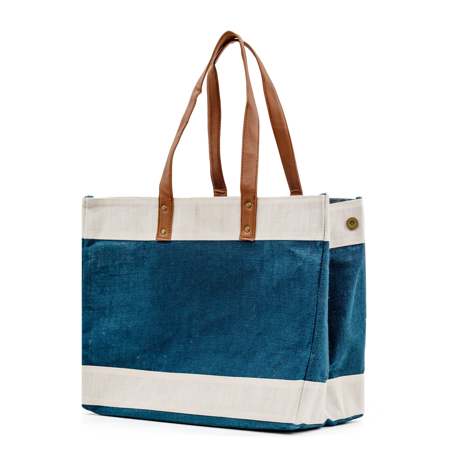 Wide Blue Jute Bag