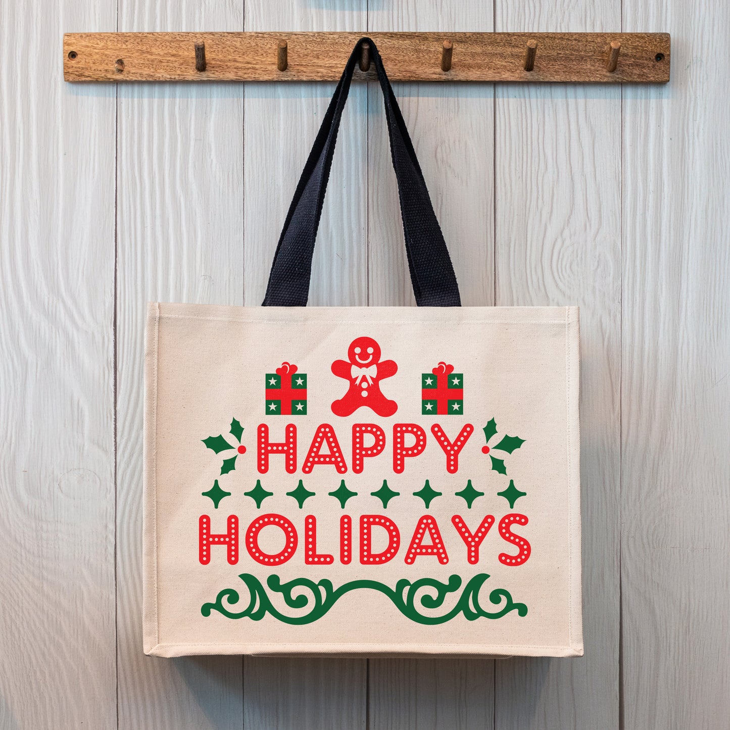 Off White Happy Holidays Canvas