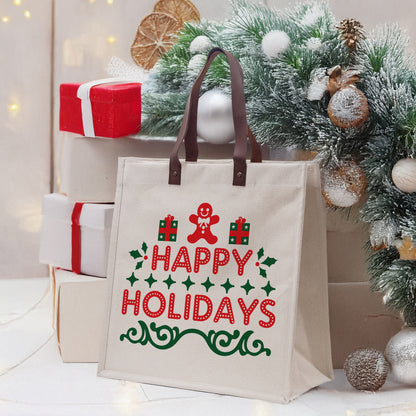 Natural  Happy Holidays Canvas