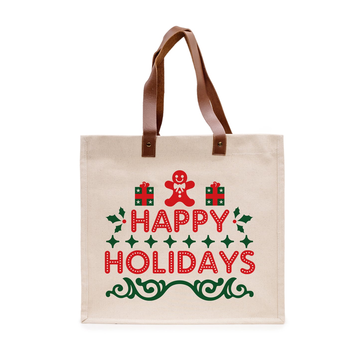 Natural  Happy Holidays Canvas