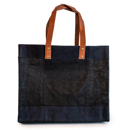 Wide Black Jute Bag