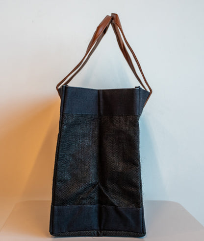 Wide Black Jute Bag