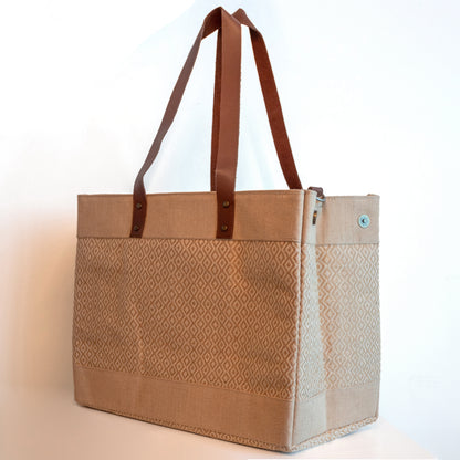 Wide Diamond Jute Cross Body