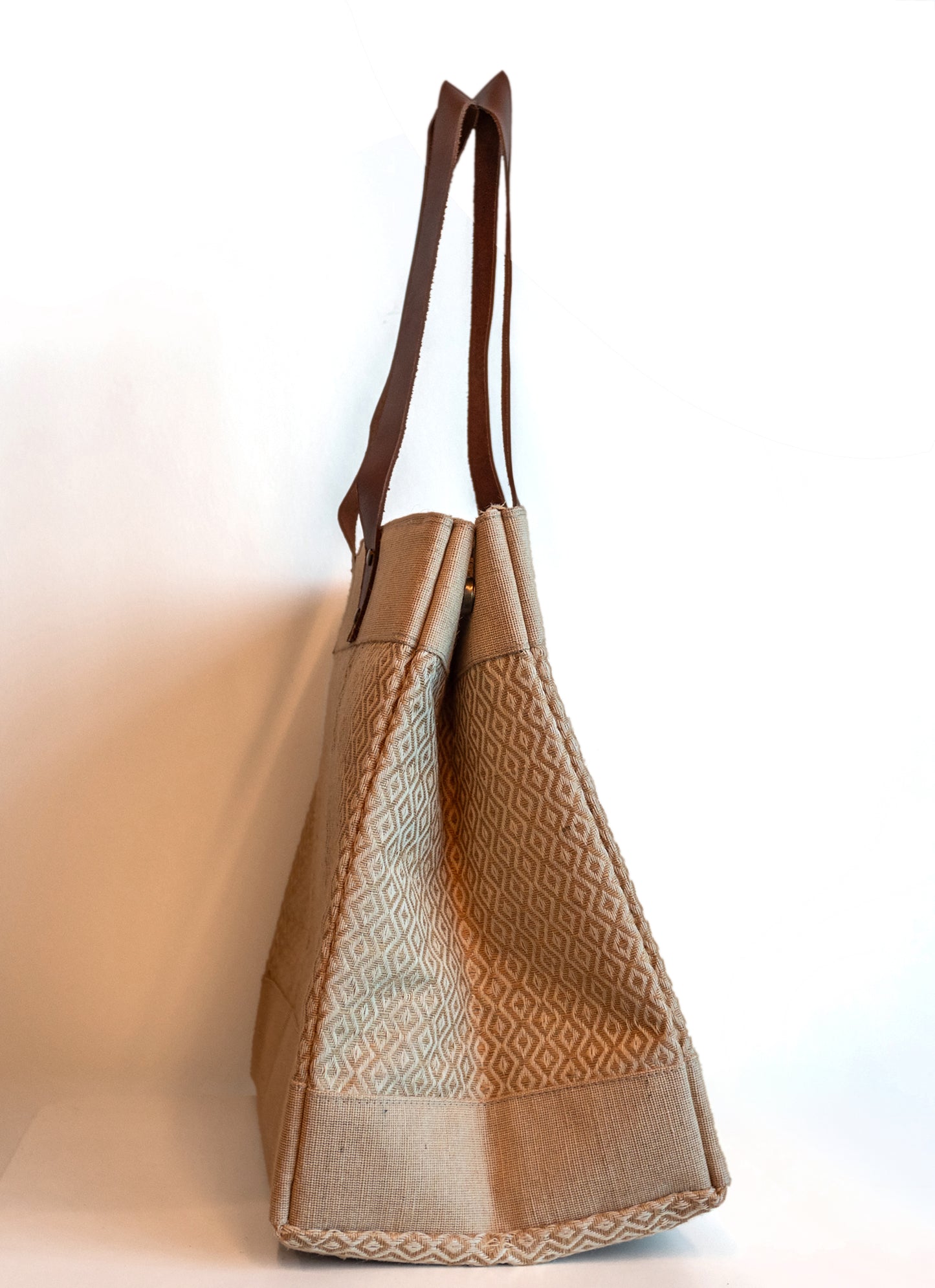 Wide Diamond Jute Cross Body