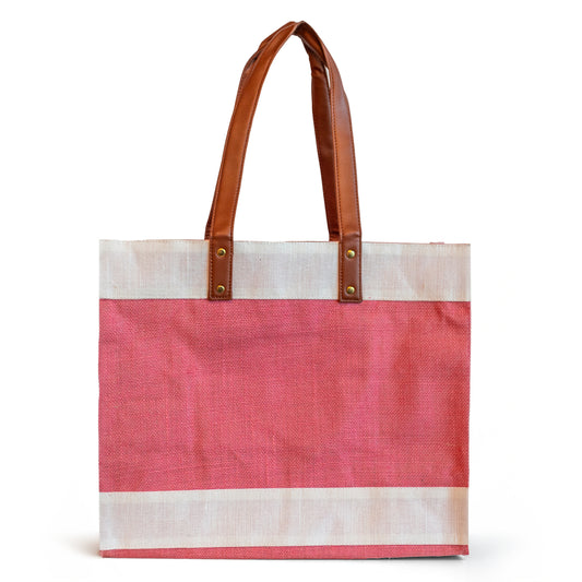 Wide Pink Jute Bag