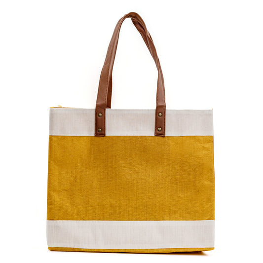 Wide Chrome Yellow Jute Bag